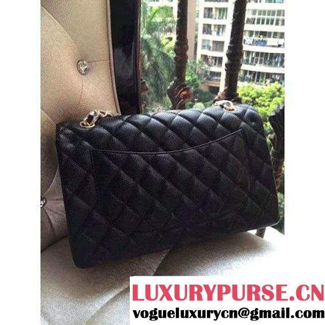 Chanel Jumbo 1113 Caviar Leather Classic Double Flap Bag Black(GHW) (H-122243 )