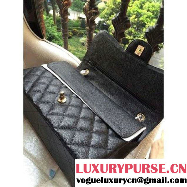 Chanel Jumbo 1113 Caviar Leather Classic Double Flap Bag Black(GHW) (H-122243 )
