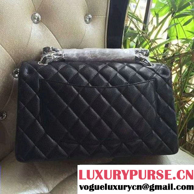 Chanel Jumbo 1113 Caviar Leather Classic Double Flap Bag Black(SHW) (H-122244 )