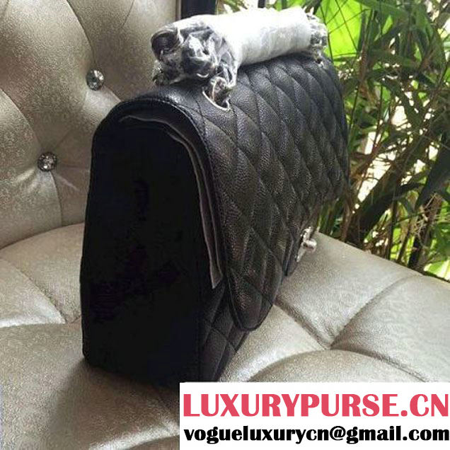 Chanel Jumbo 1113 Caviar Leather Classic Double Flap Bag Black(SHW) (H-122244 )