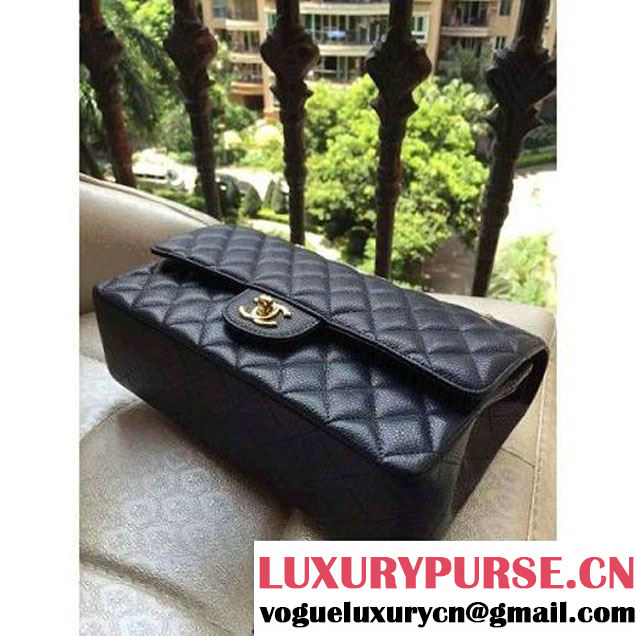 Chanel Medium A1112 Caviar Classic Double Flap Bag Deep Blue(GHW) (H-122251 )