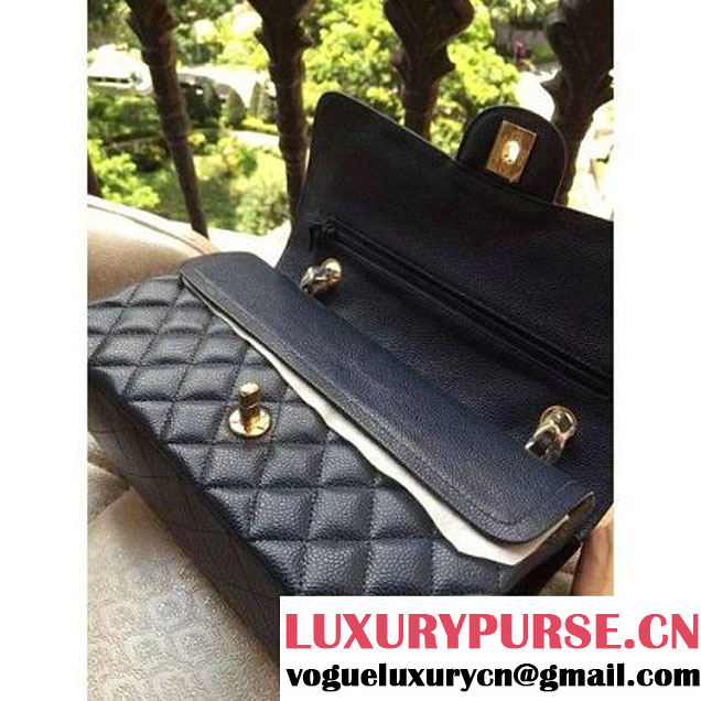 Chanel Medium A1112 Caviar Classic Double Flap Bag Deep Blue(SHW) (H-122252 )