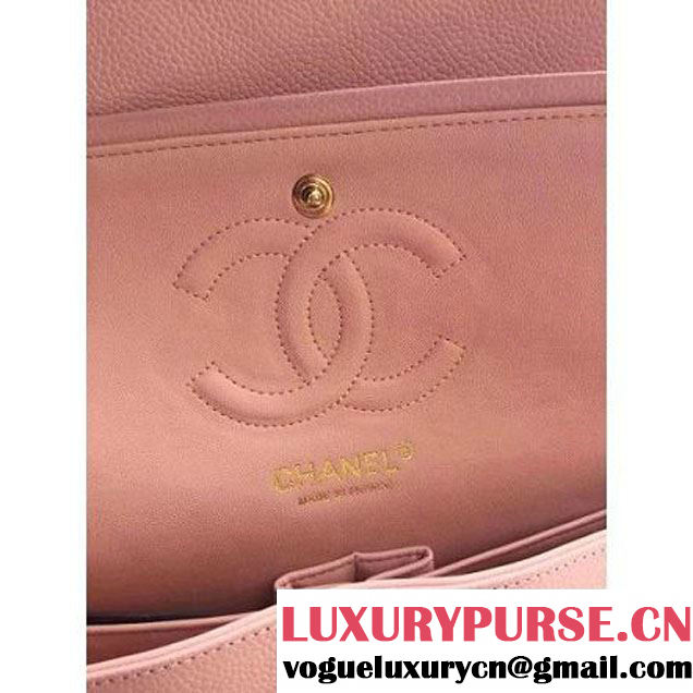 Chanel Medium A1112 Caviar Classic Double Flap Bag Pink(GHW) (H-122253 )
