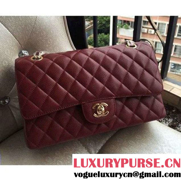 Chanel Medium A1112 Caviar Classic Double Flap Bag Burgundy(GHW) (H-122254 )