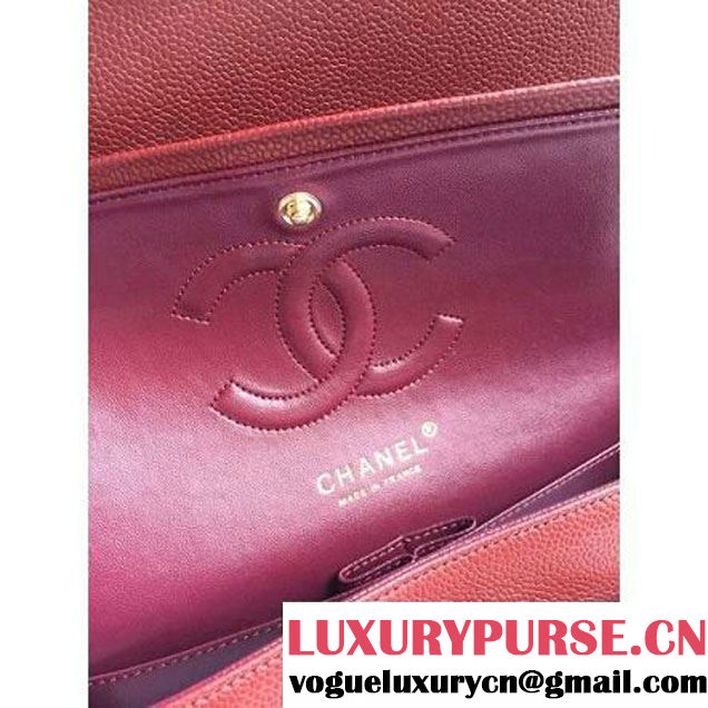Chanel Medium A1112 Caviar Classic Double Flap Bag Burgundy(GHW) (H-122254 )