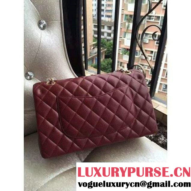 Chanel Medium A1112 Caviar Classic Double Flap Bag Burgundy(GHW) (H-122254 )