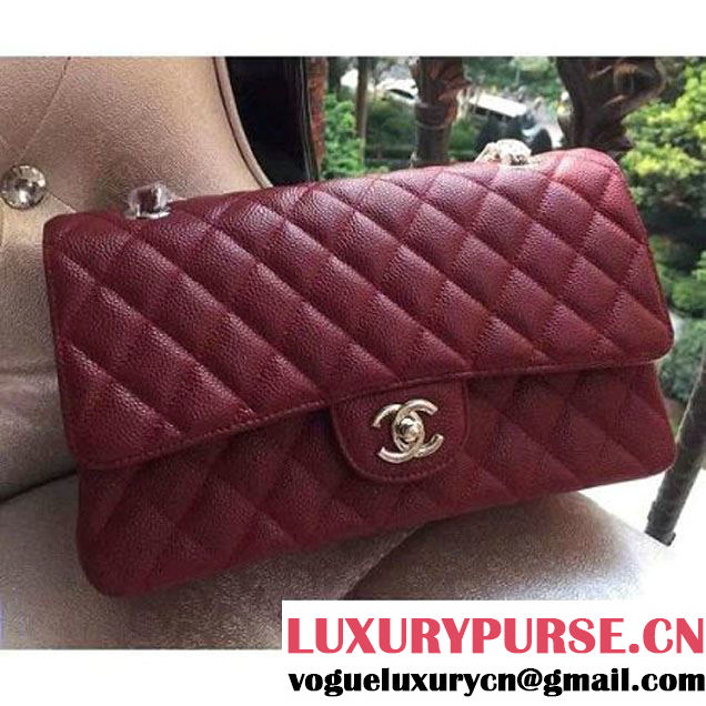 Chanel Medium A1112 Caviar Classic Double Flap Bag Burgundy(SHW) (H-122255 )