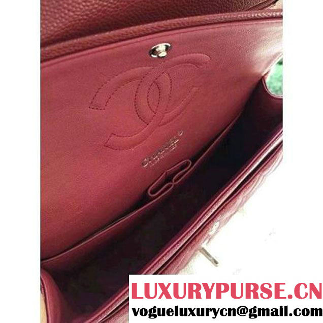 Chanel Medium A1112 Caviar Classic Double Flap Bag Burgundy(SHW) (H-122255 )