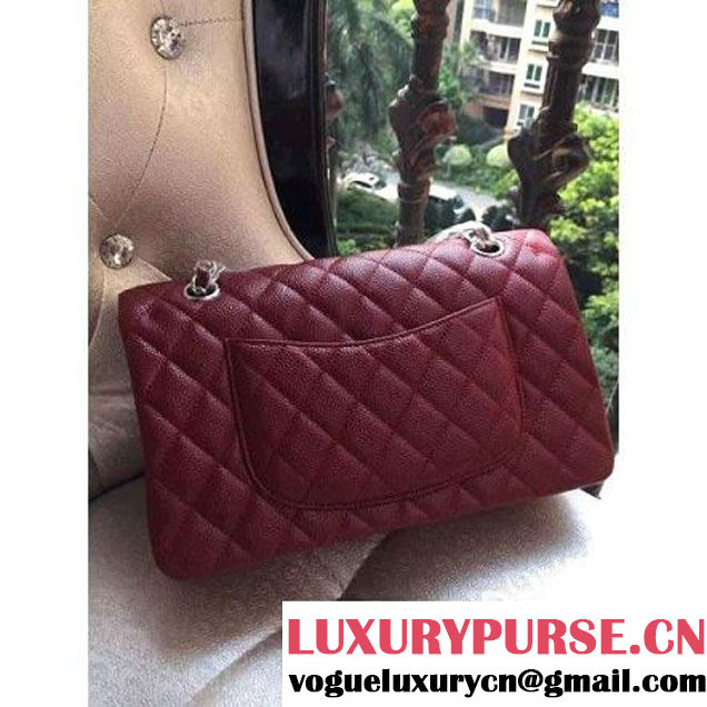 Chanel Medium A1112 Caviar Classic Double Flap Bag Burgundy(SHW) (H-122255 )
