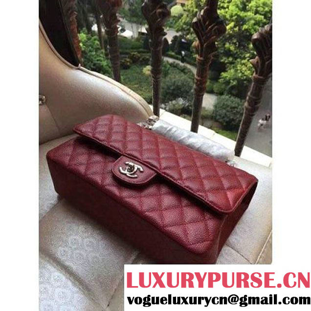 Chanel Medium A1112 Caviar Classic Double Flap Bag Burgundy(SHW) (H-122255 )