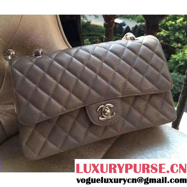 Chanel Medium A1112 Caviar Classic Double Flap Bag Grey(SHW) (H-122256 )