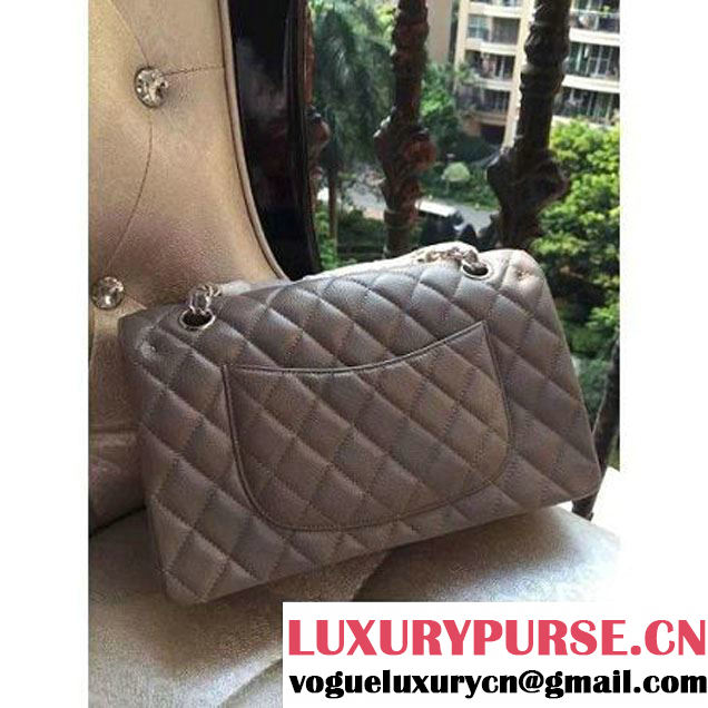 Chanel Medium A1112 Caviar Classic Double Flap Bag Grey(SHW) (H-122256 )