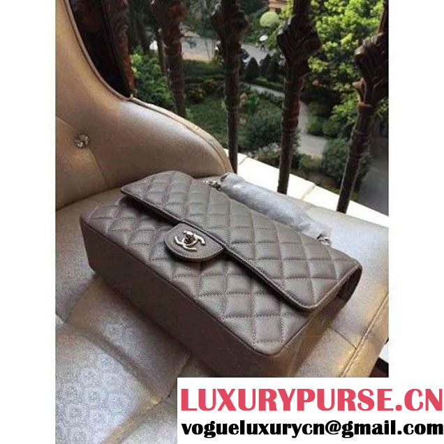 Chanel Medium A1112 Caviar Classic Double Flap Bag Grey(SHW) (H-122256 )