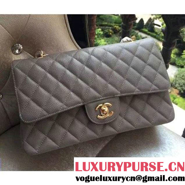 Chanel Medium A1112 Caviar Classic Double Flap Bag Grey(GHW) (H-122257 )