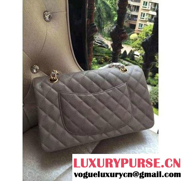 Chanel Medium A1112 Caviar Classic Double Flap Bag Grey(GHW) (H-122257 )