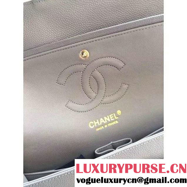 Chanel Medium A1112 Caviar Classic Double Flap Bag Grey(GHW) (H-122257 )