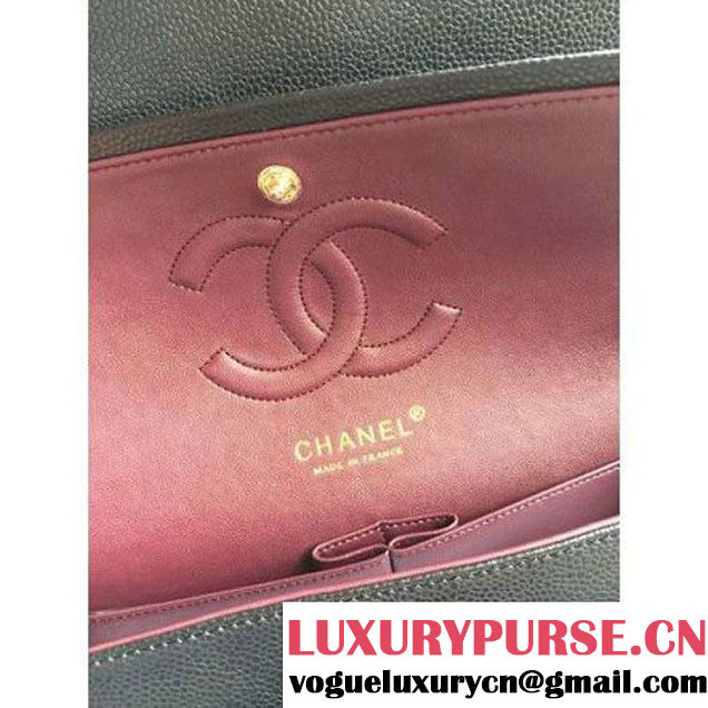 Chanel Medium 1112 Caviar Classic Double Flap Bag Black(GHW) (H-122260 )