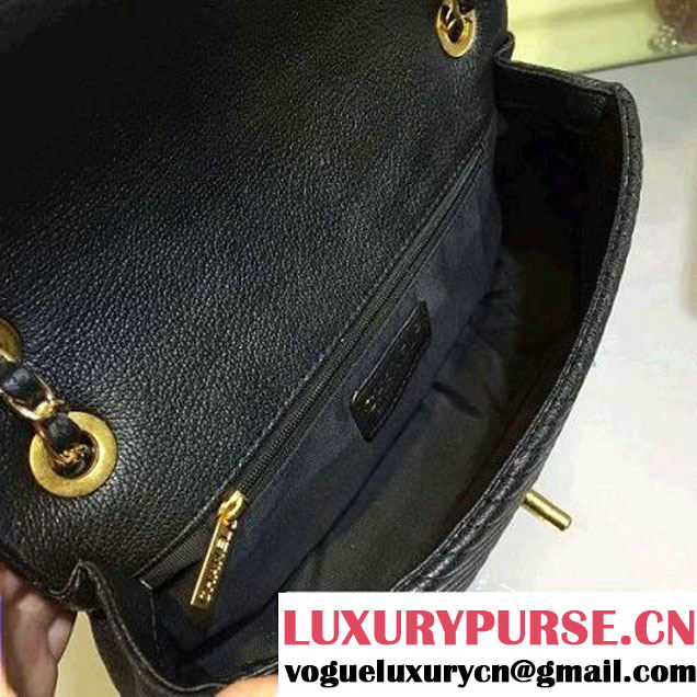 Chanel Lambskin Flap Bag Embellished With Chevron Quilting Black Cruise 2016 (2A143-122603 )
