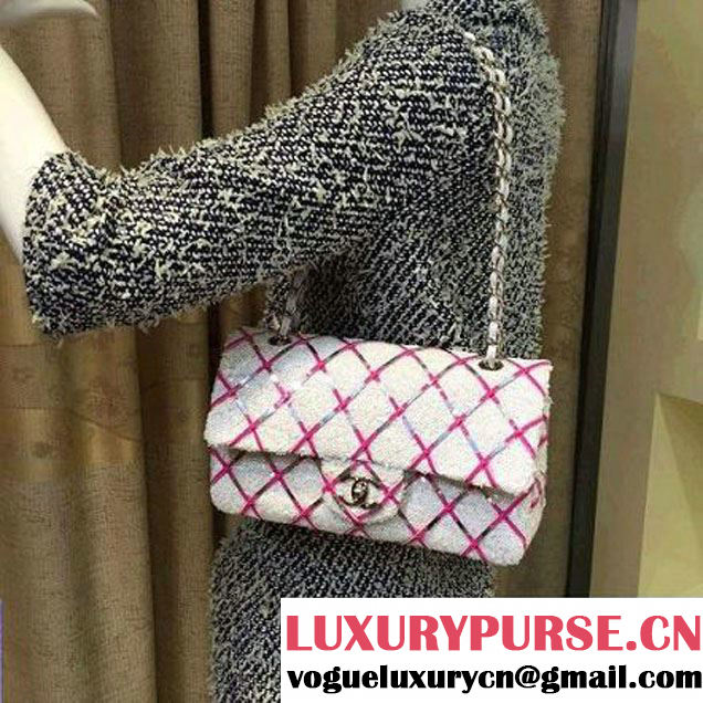 Chanel Sequin Classic Flap Bag Embellished With Embroideries White Cruise 2016 (2A143-010409 )