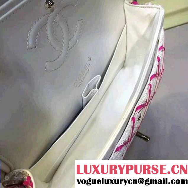 Chanel Sequin Classic Flap Bag Embellished With Embroideries White Cruise 2016 (2A143-010409 )