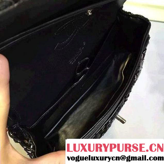 Chanel Sequin Classic Flap Bag Embellished With Embroideries Black Cruise 2016 (2A143-010410 )