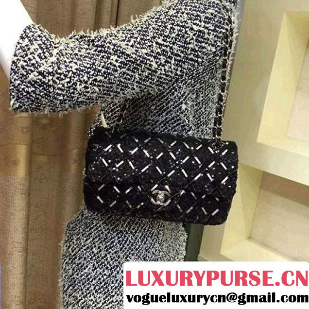 Chanel Sequin Classic Flap Bag Embellished With Embroideries Black Cruise 2016 (2A143-010410 )