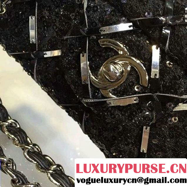 Chanel Sequin Classic Flap Bag Embellished With Embroideries Black Cruise 2016 (2A143-010410 )