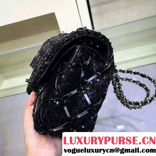 Chanel Sequin Classic Flap Bag Embellished With Embroideries Black Cruise 2016 (2A143-010410 )