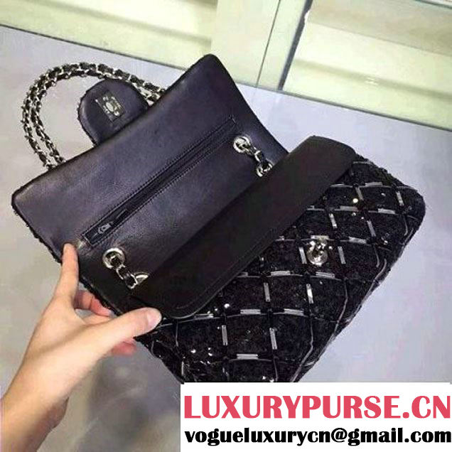 Chanel Sequin Classic Flap Bag Embellished With Embroideries Black Cruise 2016 (2A143-010410 )