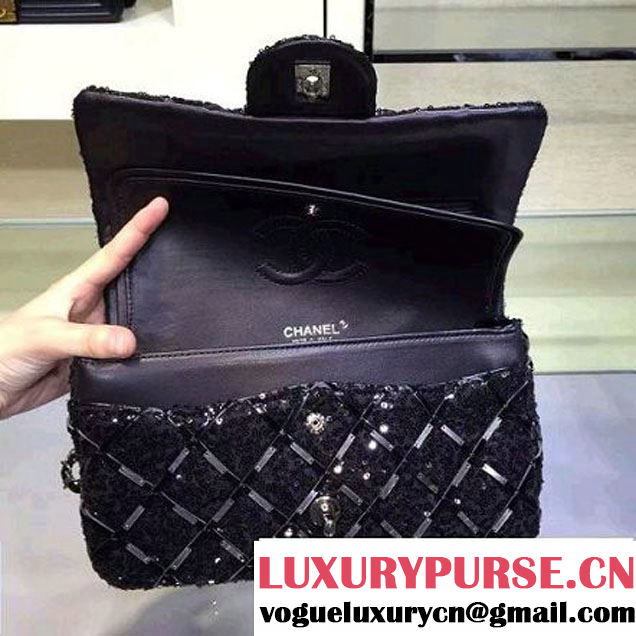 Chanel Sequin Classic Flap Bag Embellished With Embroideries Black Cruise 2016 (2A143-010410 )