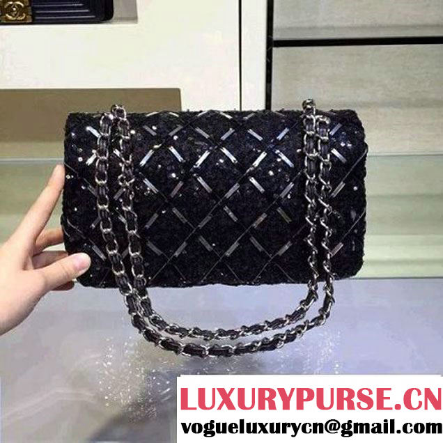 Chanel Sequin Classic Flap Bag Embellished With Embroideries Black Cruise 2016 (2A143-010410 )