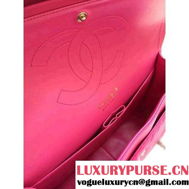 Chanel 1113 Lambskin Chevron Quilting Classic Jumbo Flap Bag Rosy 2015 (H-010737 )