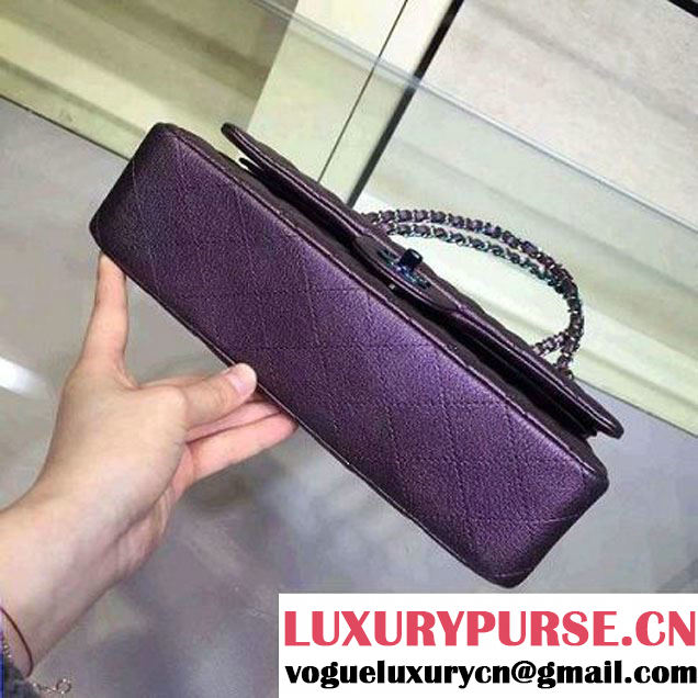 Chanel Medium Classic Flap Bag In Purple Iridescent Deerskin 2016 (2A143-6011905 )