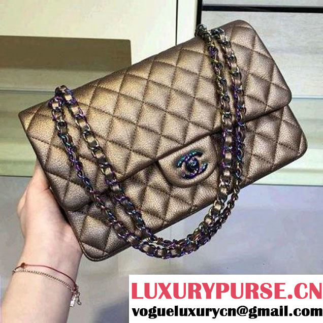 Chanel Medium Classic Flap Bag In Gold Iridescent Deerskin 2016 (2A143-6011907 )