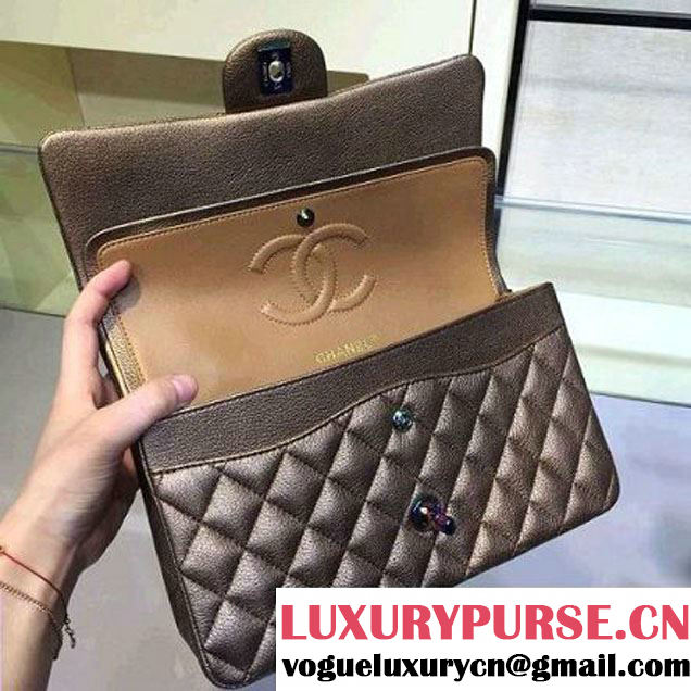 Chanel Medium Classic Flap Bag In Gold Iridescent Deerskin 2016 (2A143-6011907 )
