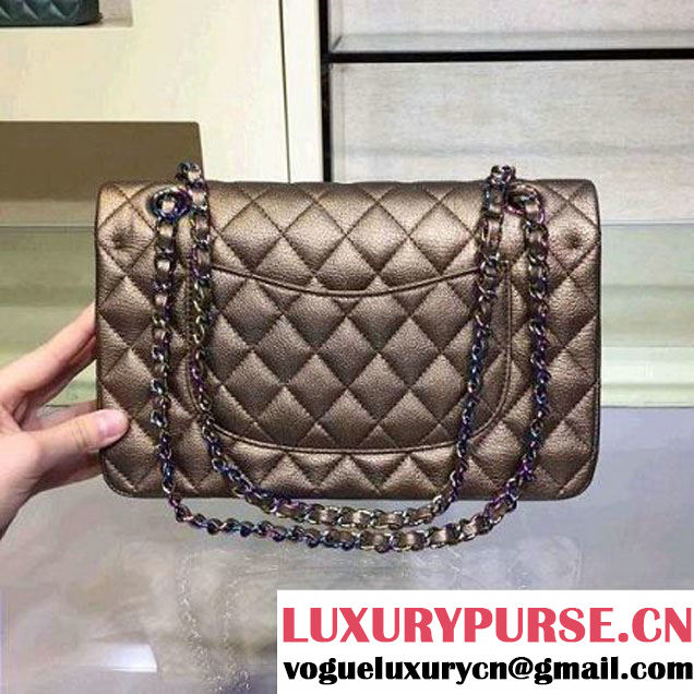 Chanel Medium Classic Flap Bag In Gold Iridescent Deerskin 2016 (2A143-6011907 )