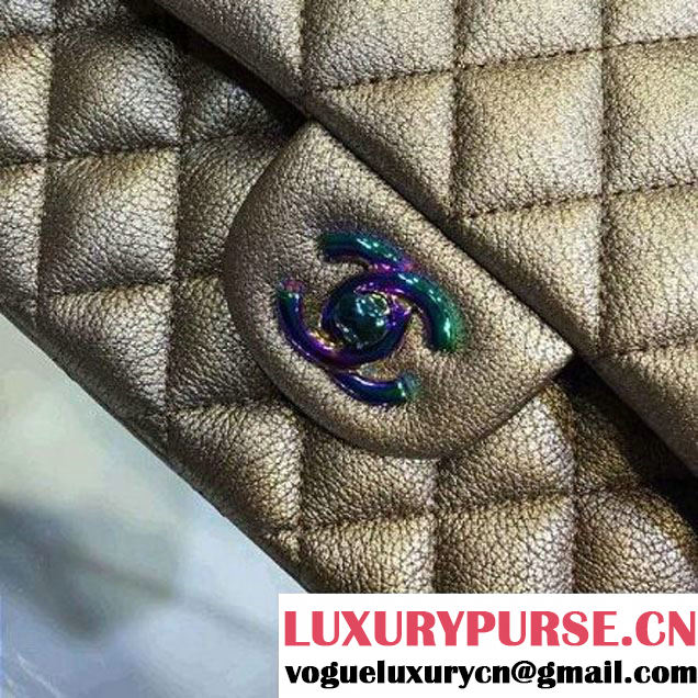 Chanel Medium Classic Flap Bag In Gold Iridescent Deerskin 2016 (2A143-6011907 )