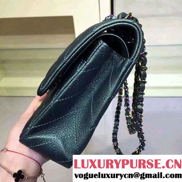 Chanel Medium Classic Flap Bag In Green Iridescent Deerskin 2016 (2A143-6011908 )