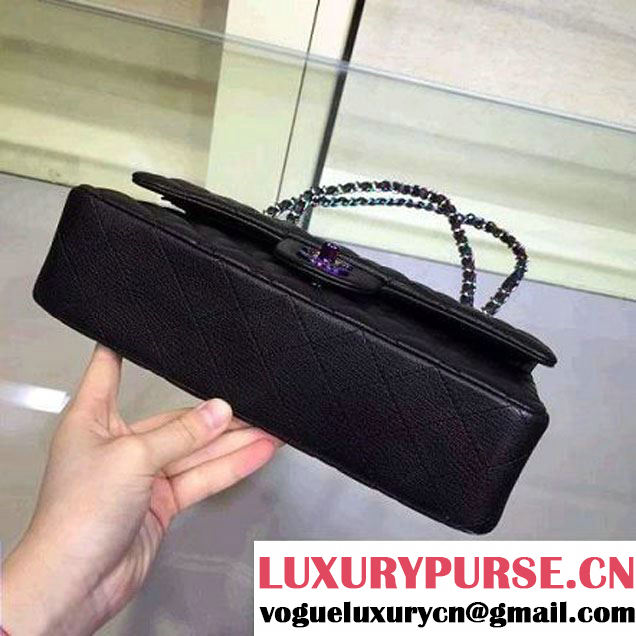Chanel Medium Classic Flap Bag In Black Iridescent Deerskin 2016 (2A143-6011909 )