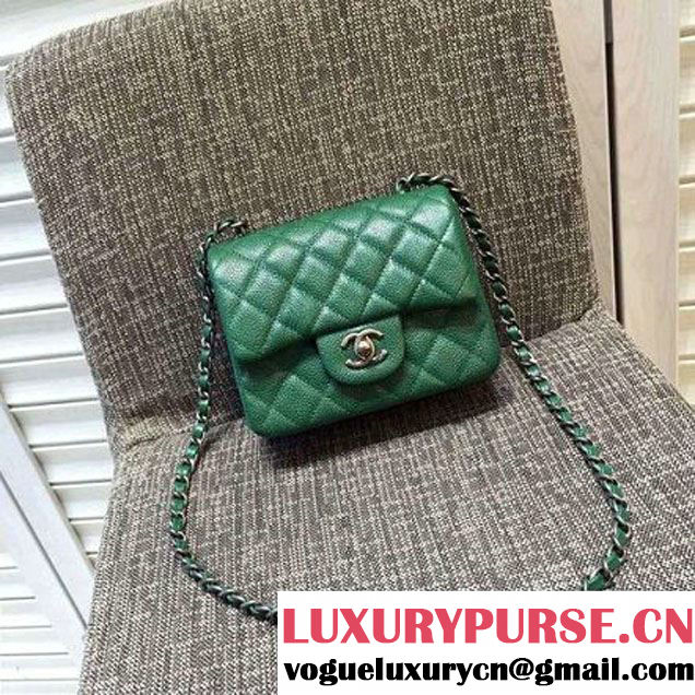 Chanel Mini Green Caviar Calfskin Classic Flap Bag (FTH-6011910 )