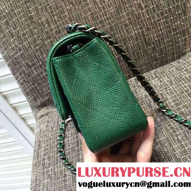 Chanel Mini Green Caviar Calfskin Classic Flap Bag (FTH-6011910 )