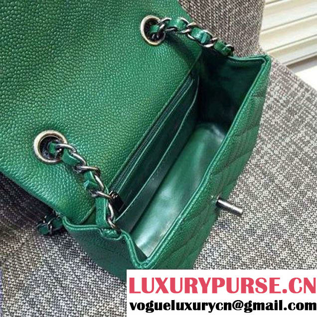 Chanel Mini Green Caviar Calfskin Classic Flap Bag (FTH-6011910 )