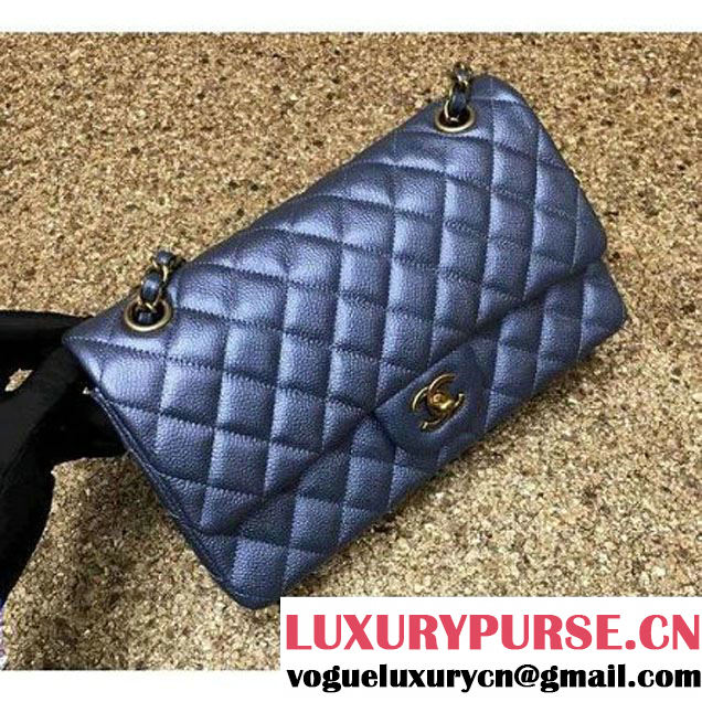 Chanel A1112 Medium Caviar Classic Double Flap Bag Deep Blue(GHW) (MC-6012731 )