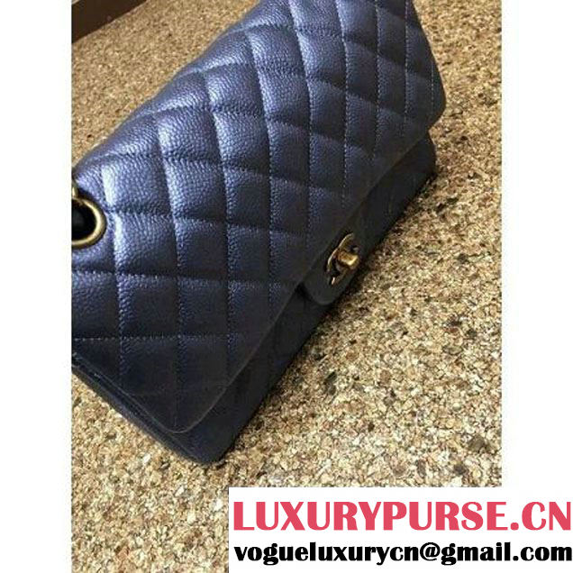 Chanel A1112 Medium Caviar Classic Double Flap Bag Deep Blue(GHW) (MC-6012731 )