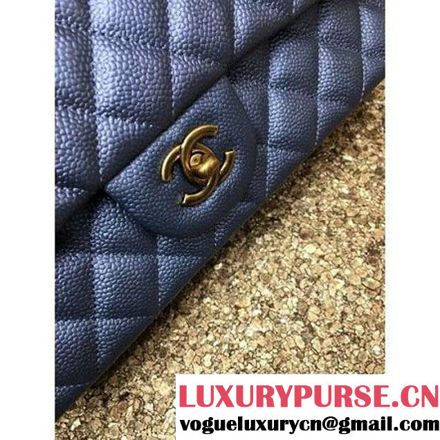 Chanel A1112 Medium Caviar Classic Double Flap Bag Deep Blue(GHW) (MC-6012731 )