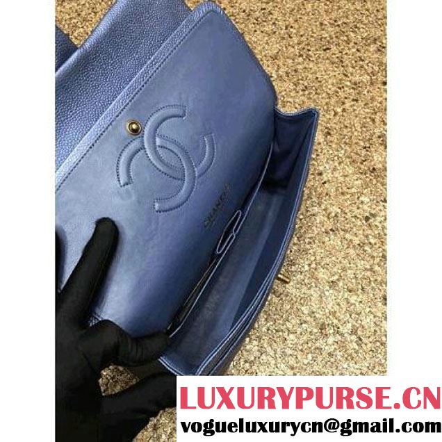 Chanel A1112 Medium Caviar Classic Double Flap Bag Deep Blue(GHW) (MC-6012731 )