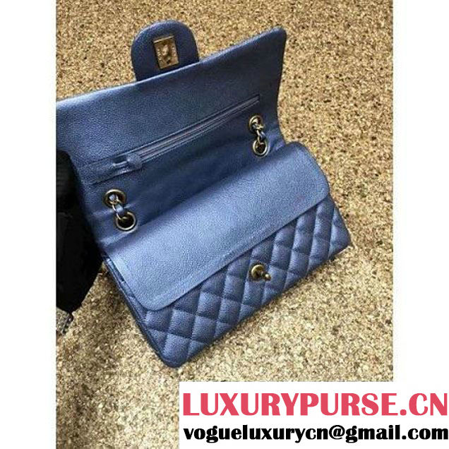 Chanel A1112 Medium Caviar Classic Double Flap Bag Deep Blue(GHW) (MC-6012731 )