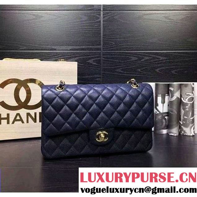 Chanel A1112/A1113 Original Caviar Classic Double Flap Bag Deep Blue(GHW) (1a022-6012732 )