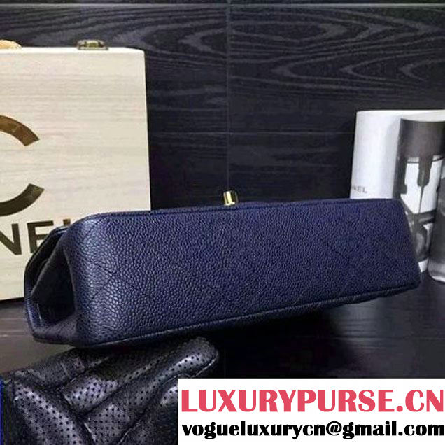 Chanel A1112/A1113 Original Caviar Classic Double Flap Bag Deep Blue(GHW) (1a022-6012732 )