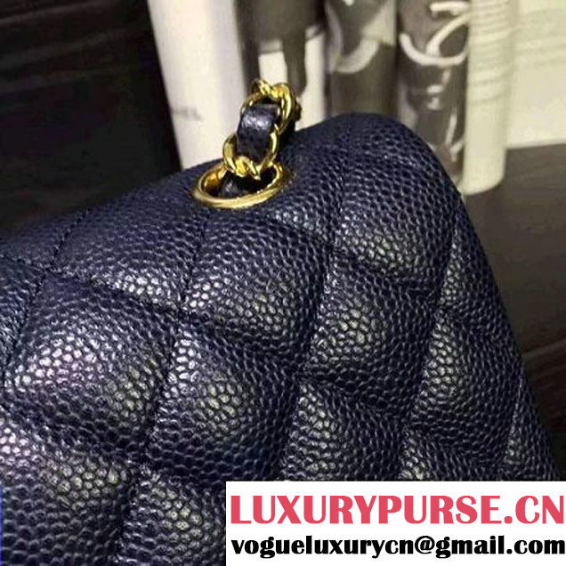 Chanel A1112/A1113 Original Caviar Classic Double Flap Bag Deep Blue(GHW) (1a022-6012732 )